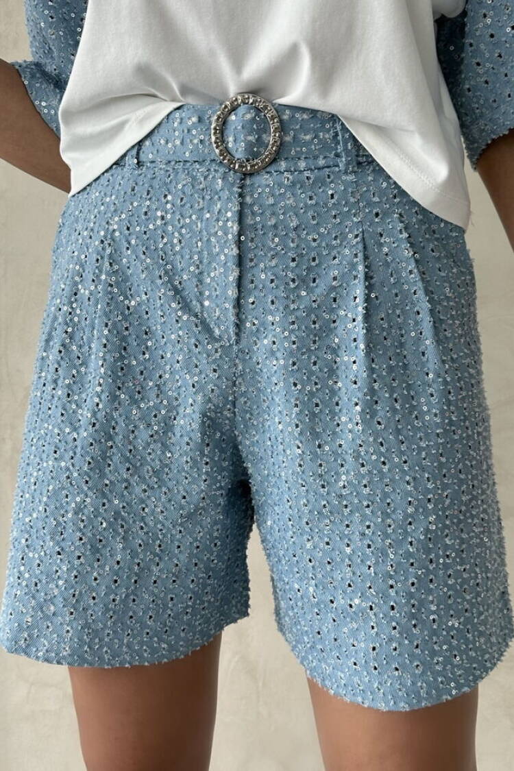 Sequin Denim Shorts