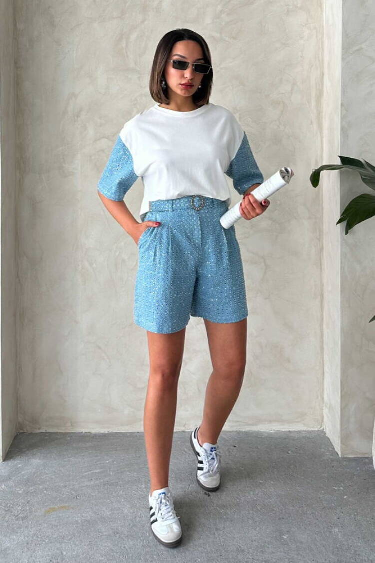Sequin Denim Shorts - Brand: Topshow - Women's Clothing Wholesale - Globality Store