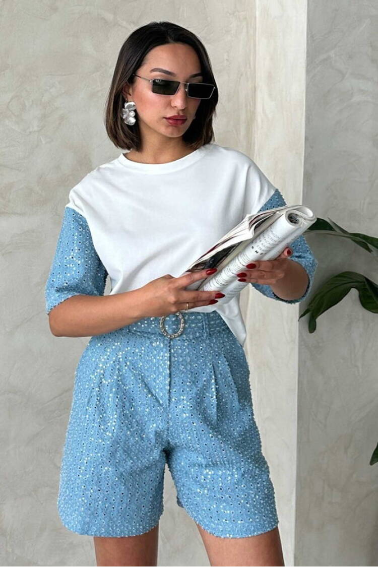 Sleeve Detailed T-Shirt - Brand: Topshow - Women's Clothing Wholesale - Globality Store