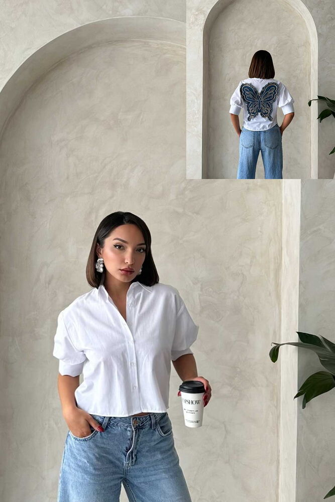 Back Butterfly Detailed Shirt - Topshow - Globality Store - Women Clothes Wholesale Turkey