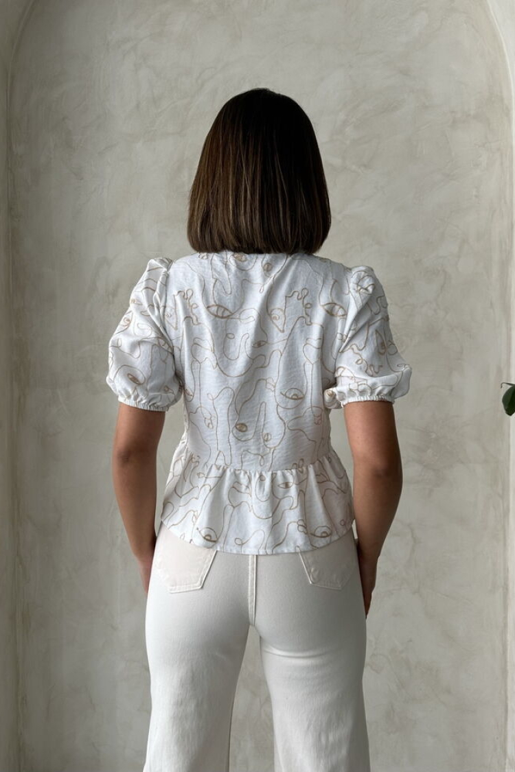 Front Tie Embroidered Blouse