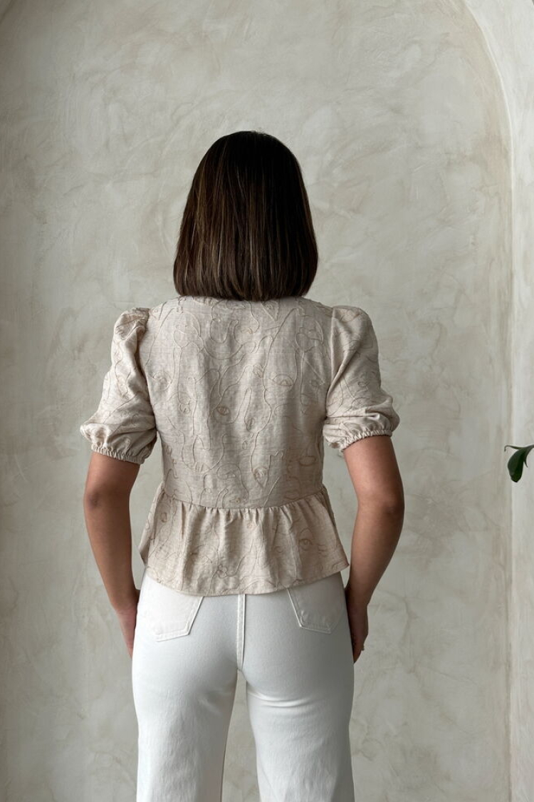 Front Tie Embroidered Blouse