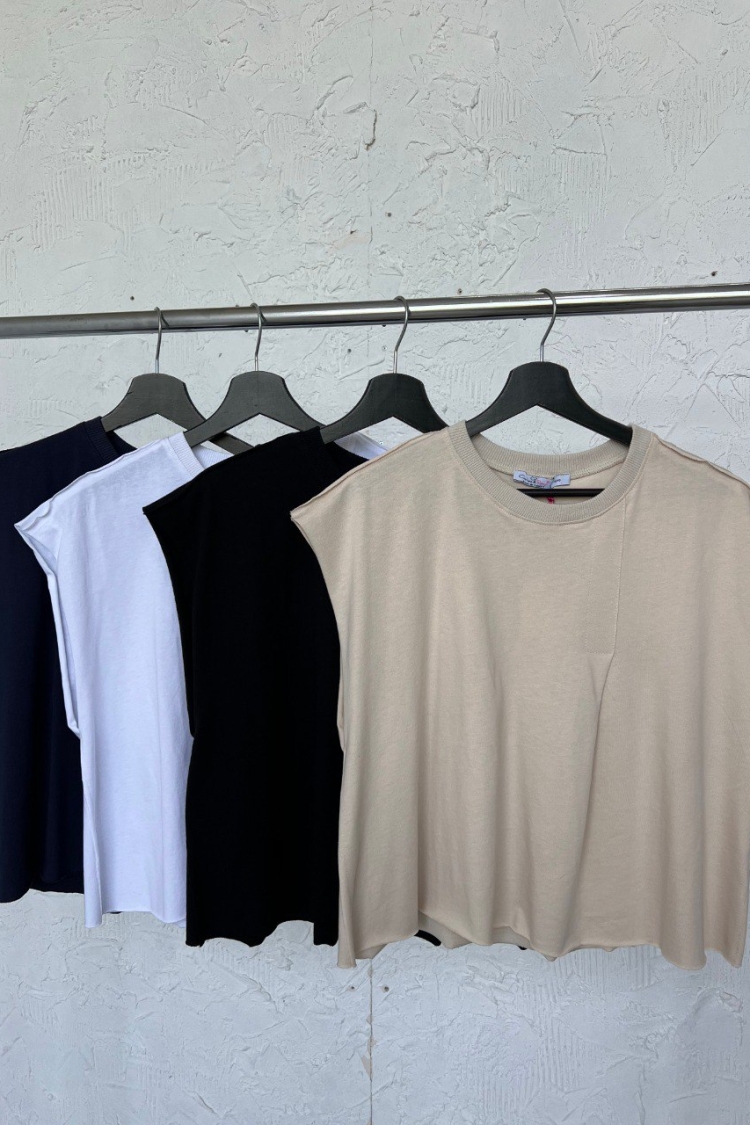 Tshirt Pat Detailed - Cream Rouge - Globality Store - Women Clothes Wholesale Turkey