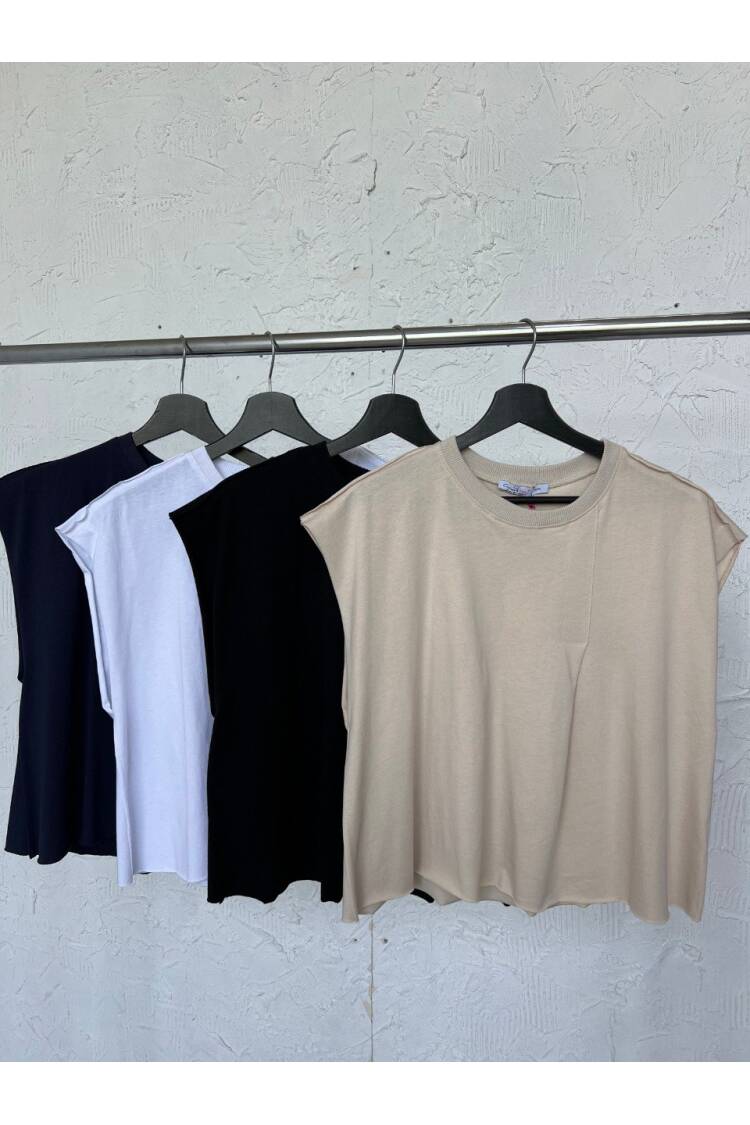 Tshirt Pat Detailed - Cream Rouge - Globality Store - Women Clothes Wholesale Turkey