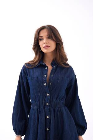 Denim Dress - Blue - Fame - Globality Store - Women Clothes Wholesale Turkey