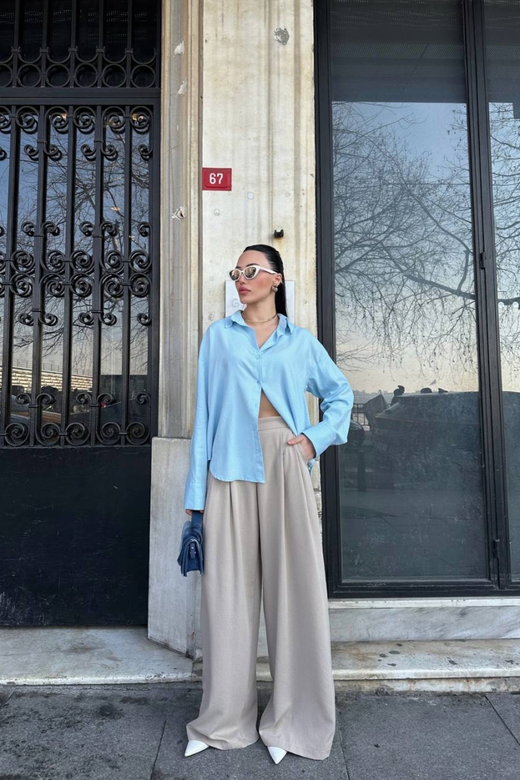 Trousers - Stone Color - ESPADA - Globality Store - Women Clothes Wholesale Turkey