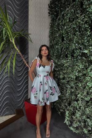Rose Print Dress - Multicolor - Miss Janell - Globality Store - Women Clothes Wholesale Turkey