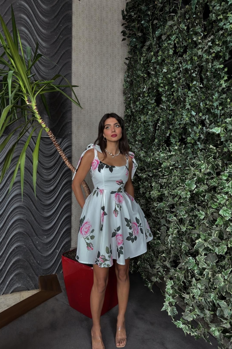Rose Print Dress - Multicolor - Miss Janell - Globality Store - Women Clothes Wholesale Turkey