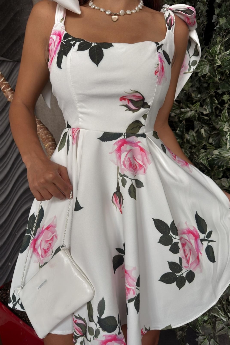 Rose Print Dress - Multicolor