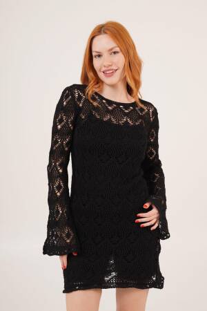 Openwork Boat Neck WholesaleDress - Lustrin - Globality Store - Women Clothes Wholesale Turkey