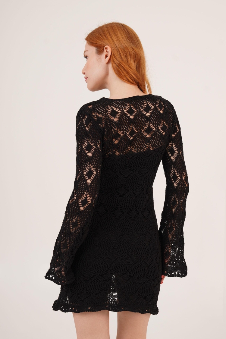 Openwork Boat Neck WholesaleDress