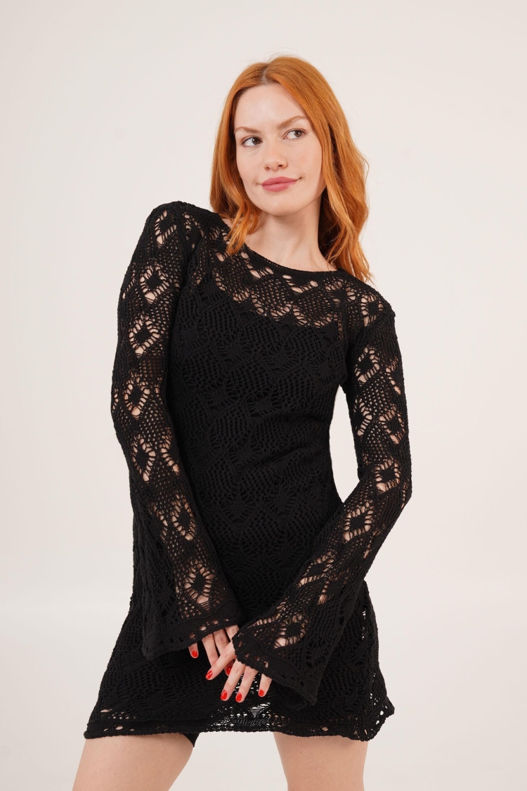 Openwork Boat Neck WholesaleDress