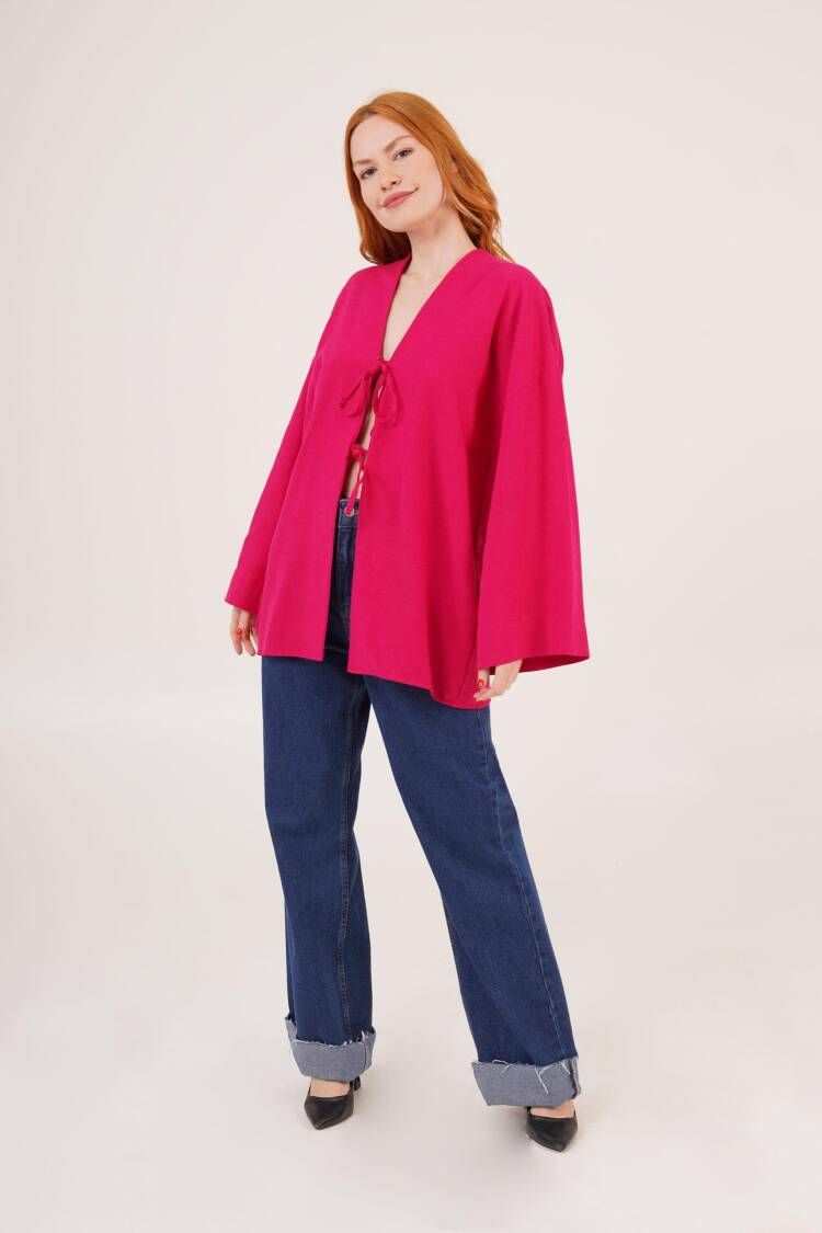 Front Tie Up Detailed Spanish Sleeve WholesaleTunic
