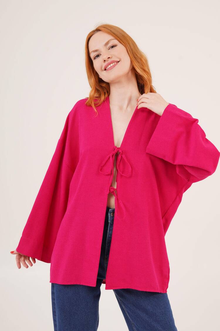 Front Tie Up Detailed Spanish Sleeve WholesaleTunic - Lustrin - Globality Store - Women Clothes Wholesale Turkey