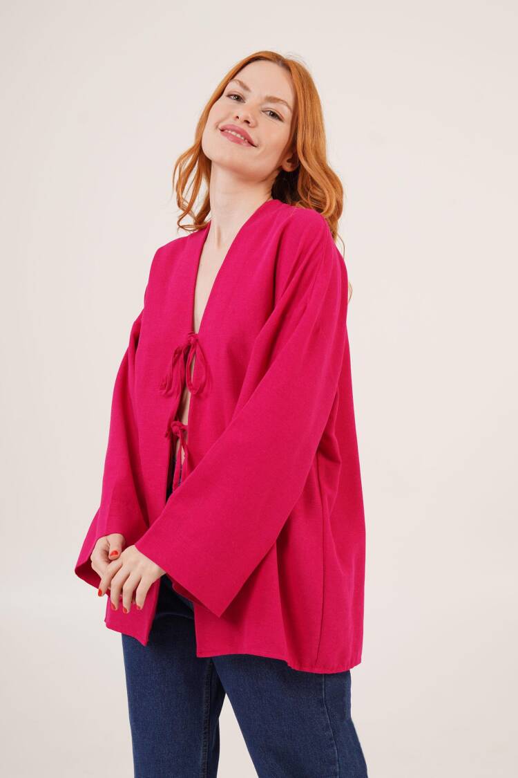 Front Tie Up Detailed Spanish Sleeve WholesaleTunic