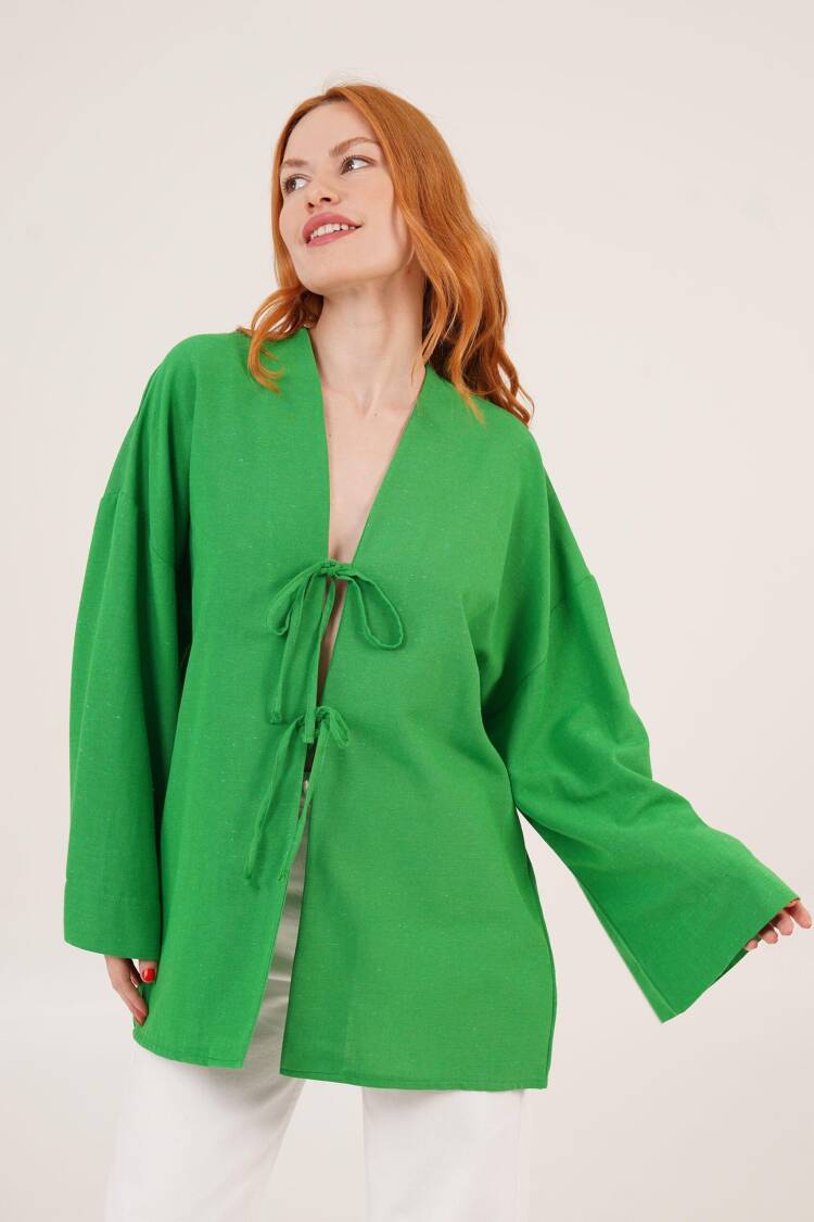 Front Tie Up Detailed Spanish Sleeve WholesaleTunic - Lustrin - Globality Store - Women Clothes Wholesale Turkey