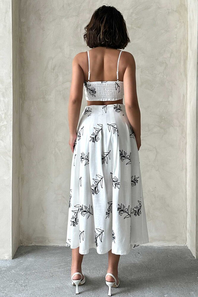 Embroidered Skirt - Cream