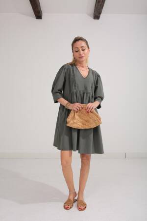 Dress Mini Collar Lace - Cream Rouge - Globality Store - Women Clothes Wholesale Turkey