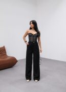Poly Viscose Full Lycra Back Waist Rubber Detailed Palazzo Pants - Ouz Fashion - Globality Store - Women Clothes Wholesale Turkey