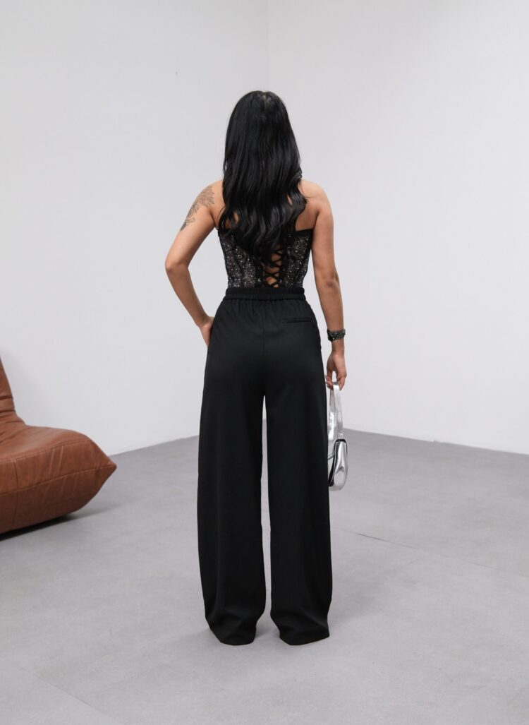 Poly Viscose Full Lycra Back Waist Rubber Detailed Palazzo Pants