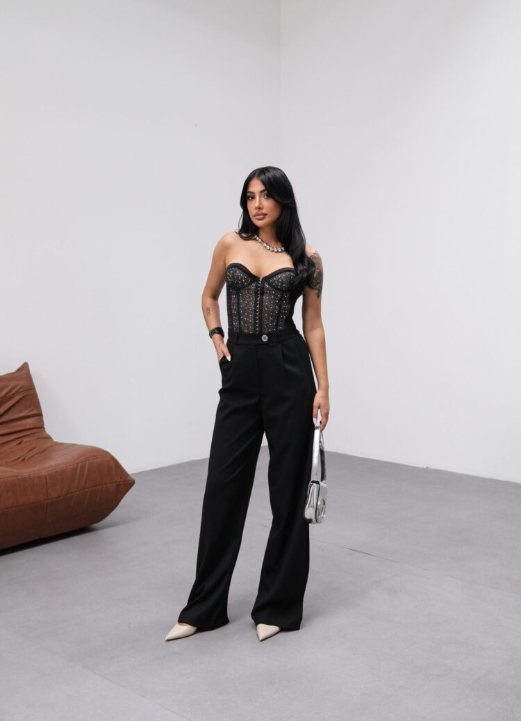 Poly Viscose Full Lycra Back Waist Rubber Detailed Palazzo Pants
