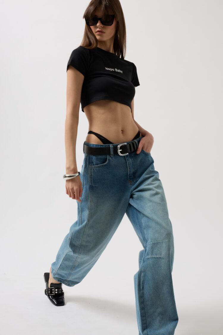Sewing Detail Wide Leg Jean - Blue - Black Fashion - Globality Store - Women Clothes Wholesale Turkey