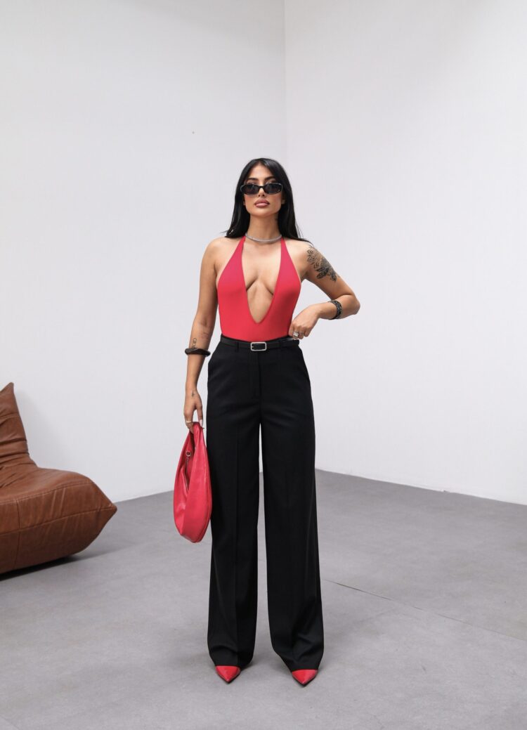 Poly Viscose High Waist Belted And Draped Palazzo Pants (Belt Included) - Ouz Fashion - Globality Store - Women Clothes Wholesale Turkey