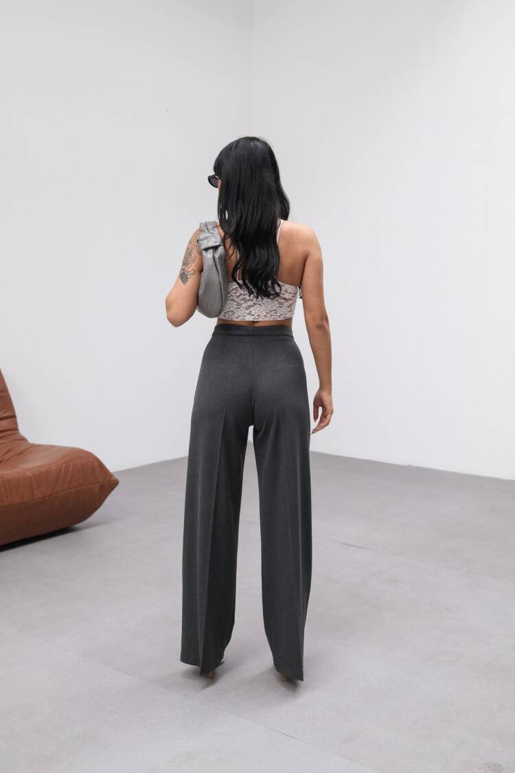 230 Gr Poly Viscose Lycra Metal Button Palazzo Pants