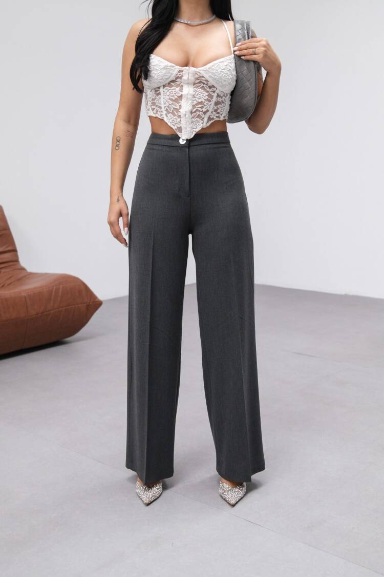 230 Gr Poly Viscose Lycra Metal Button Palazzo Pants