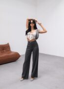 230 Gr Poly Viscose Lycra Metal Button Palazzo Pants - Ouz Fashion - Globality Store - Women Clothes Wholesale Turkey