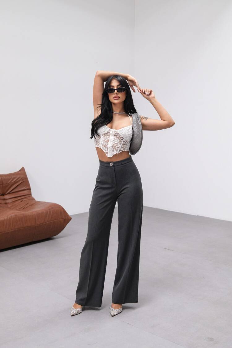 230 Gr Poly Viscose Lycra Metal Button Palazzo Pants
