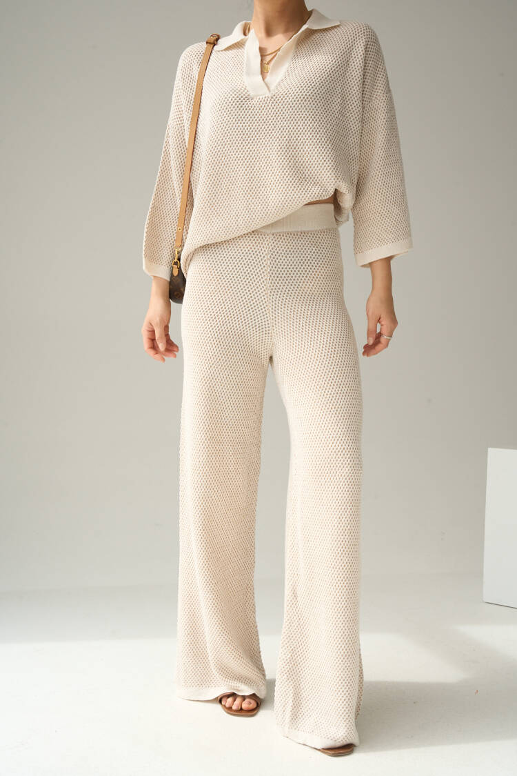 Openwork Trousers Suit - Beige