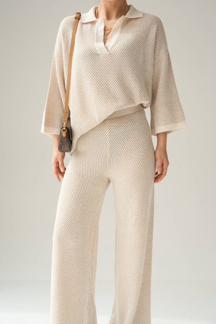 Openwork Trousers Suit - Beige