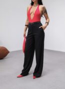 Poly Viscose High Waist Belted And Draped Palazzo Pants (Belt Included) - Ouz Fashion - Globality Store - Women Clothes Wholesale Turkey