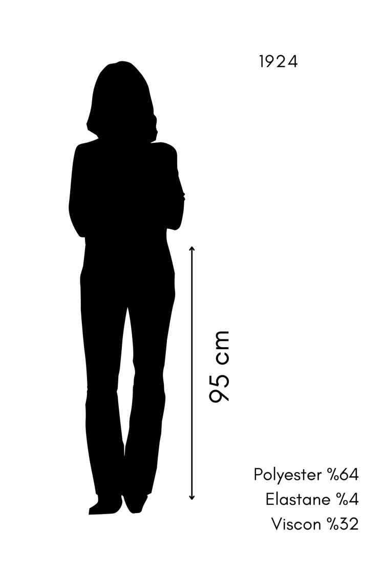 Poly Viscose Decorative Buttoned Back Waist Elastic Pants