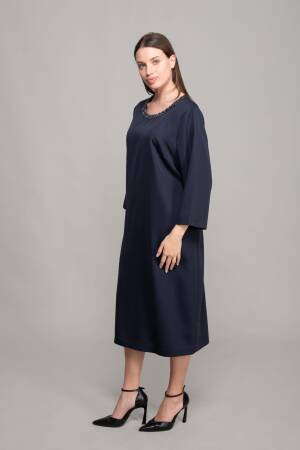 Round Neck Stitch Stone Dress - GUMANIZE - Globality Store - Women Clothes Wholesale Turkey