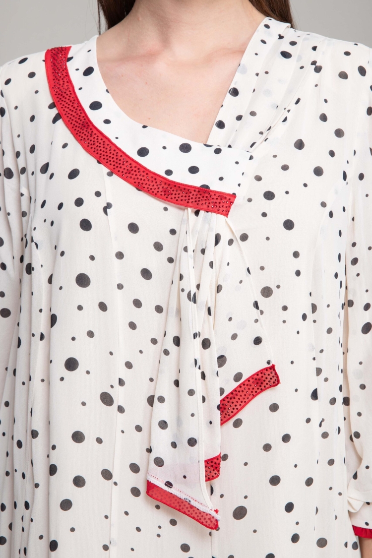 V Neck Polka Dot Chiffon Dress