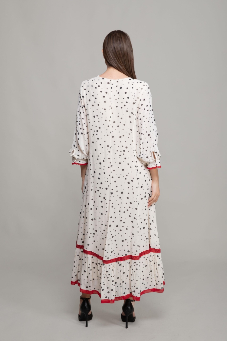 V Neck Polka Dot Chiffon Dress