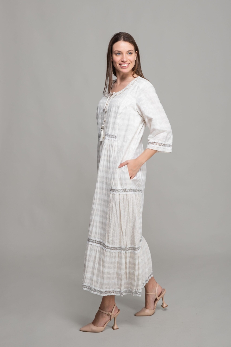 Round Neck Voile Dress - GUMANIZE - Globality Store - Women Clothes Wholesale Turkey