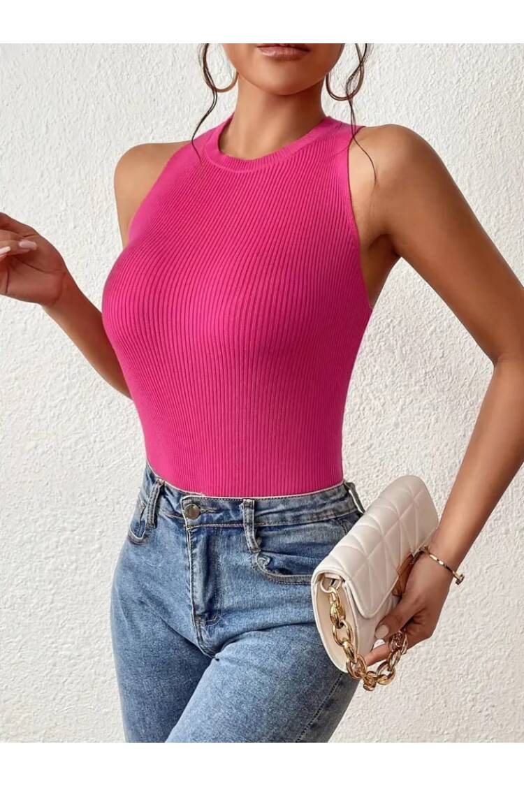 Women's Zero Sleeve Cross Back Detail Knitwear Blouse