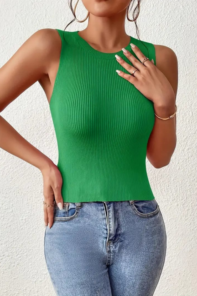 Women's Zero Sleeve Cross Back Detail Knitwear Blouse