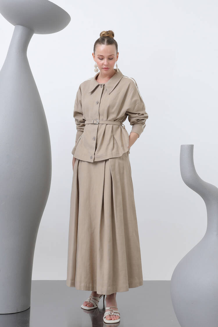 Waist Belt Skirt Set - Puane - Globality Store - Women Clothes Wholesale Turkey