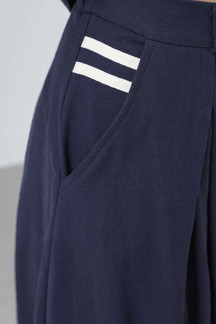 Waist Belt Skirt Set - Navy