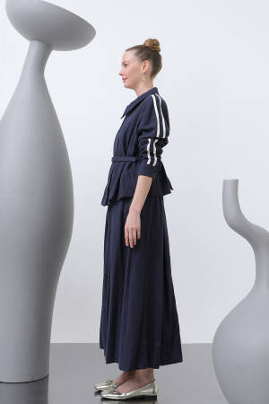 Waist Belt Skirt Set - Navy - Puane - Globality Store - Women Clothes Wholesale Turkey