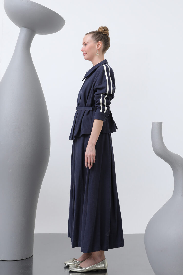 Waist Belt Skirt Set - Navy