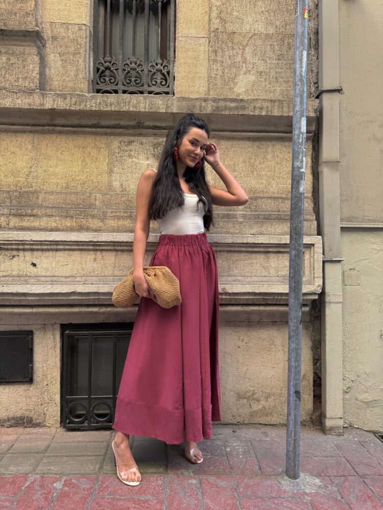 Burgundy 100% Modal Long Skirt 29078