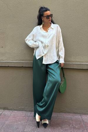 Line Detailed Self Pattern Oversize Modal Shirt 29105 - First Angels - Globality Store - Women Clothes Wholesale Turkey