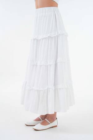 100% Cotton Self Patterned Sequin Long Skirt 29091 - First Angels - Globality Store - Women Clothes Wholesale Turkey