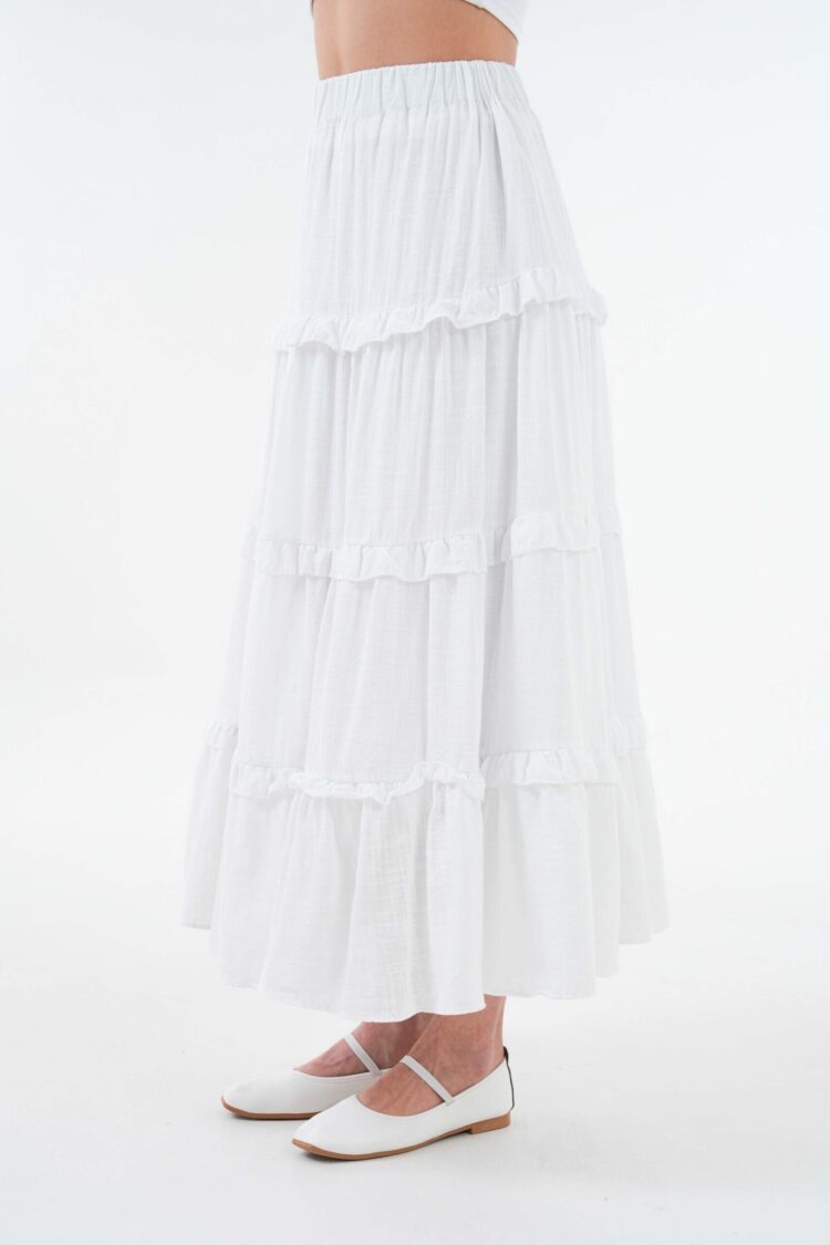 100% Cotton Self Patterned Sequin Long Skirt 29091