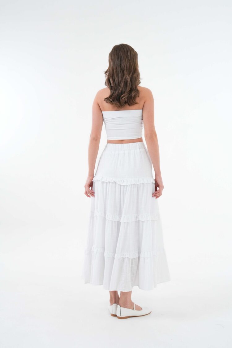 100% Cotton Self Patterned Sequin Long Skirt 29091